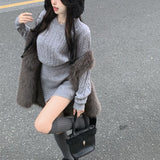 フェイクファーロングベスト