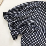 パフスリーブチェックスイムウェア