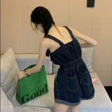 デニムショートオールインワン