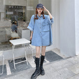 オーバーサイズデニムシャツワンピース