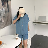 ハーフデニムシャツセットアップ