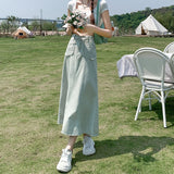 ステッチ風デニムロングスカート