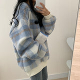 オーバーサイズチェックシャギーニット