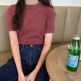 モックネックカラーTシャツ