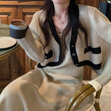 バイカラーカーディガン&ニットワンピース