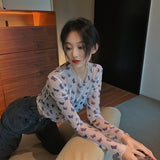 蝶柄シアートップス