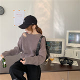 ショルダーカットリブニット