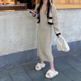 バイカラーカーディガン&ニットワンピース