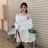 オフショルリブニットワンピース