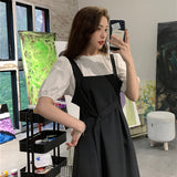 ホワイトブラウス&ブラックロングワンピースセット