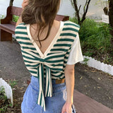 リボンボーダーノースリニット