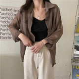 【8色展開】サンカットシースルーシャツ