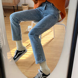 ハイウェストストレートデニム