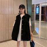 ロングデニムベスト