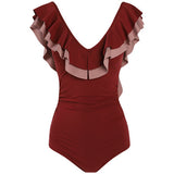 配色フリルスイムウェア