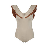 配色フリルスイムウェア