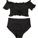 ブラックシャーリングフリル水着