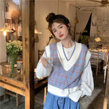 ライトカラーチェックVネックベスト