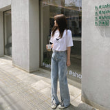 スリットハイウエストルーズデニム