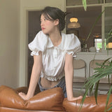 フリルショートブラウス