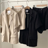 麻ライク半袖ジャケットセットアップ