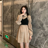 バックリボンビスチェ付きシャツワンピース