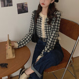 クロップドチェックカーディガン