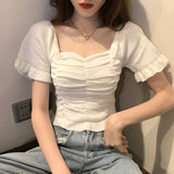 シャーリングショートトップス