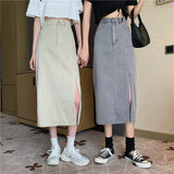 ハイスリットカラーデニムスカート