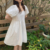 スクエアネックパフスリミニワンピース