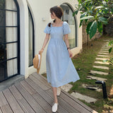 パフスリーブフラワーワンピース