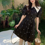 ビッグカラー花柄ワンピース