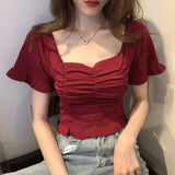 シャーリングショートトップス