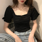 シャーリングショートトップス