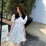 ビッグカラー花柄ワンピース