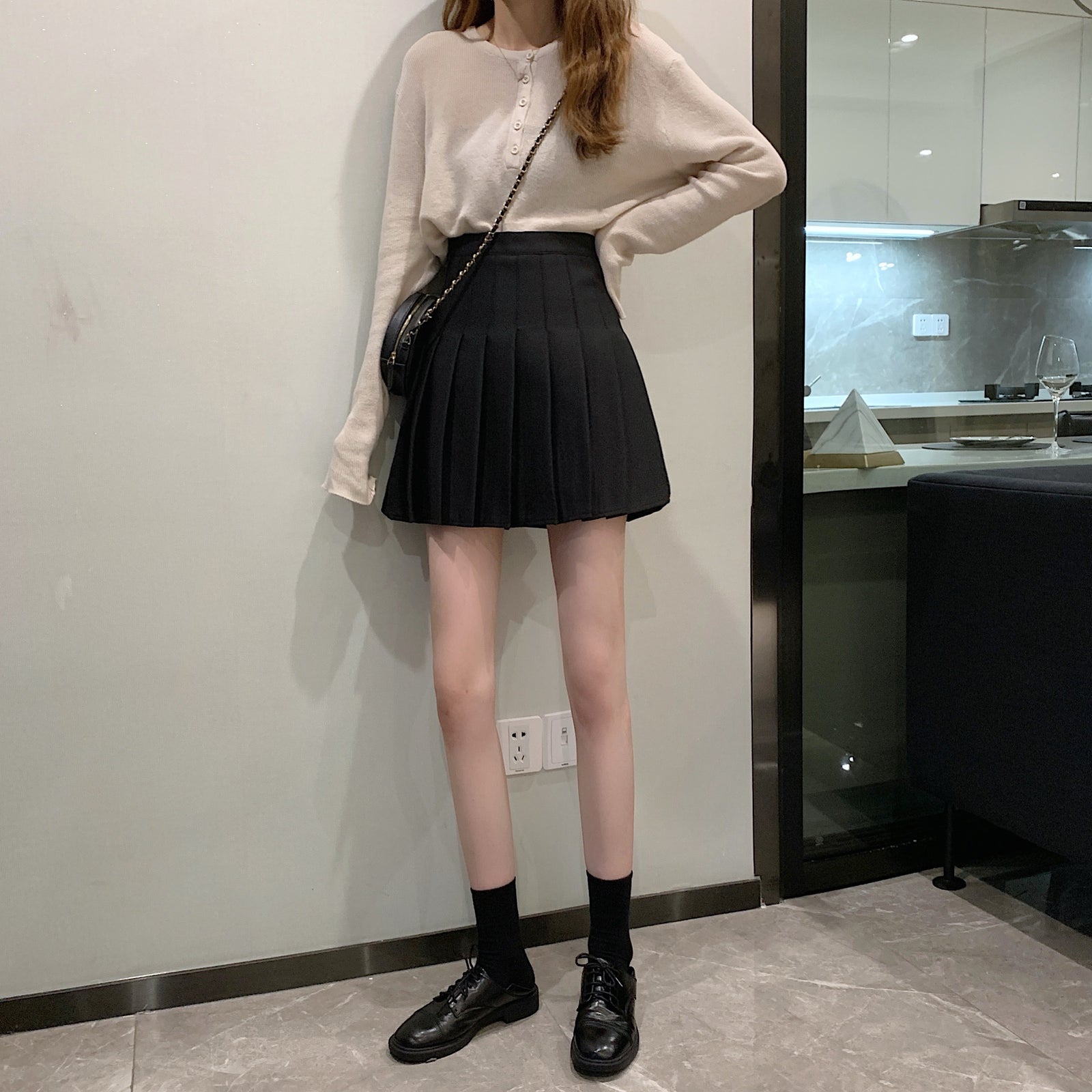 ウールライクプリーツミニスカート – ByU