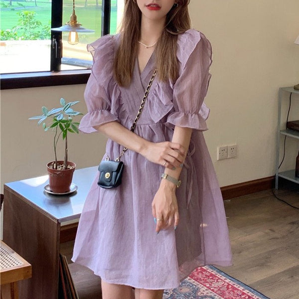 ♥最終お値下げ♥ PRADA パープル フリル付き ワンピース ♥最終お値下げ♥ PRADA パープル フリル付き ワンピース