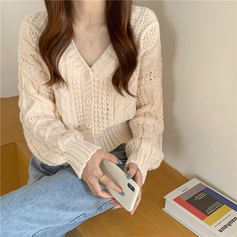 Bittoko アイボリーとホワイト 高級感ケーブル編み カーディガン ケーブル編みニットカーディガン – ByU