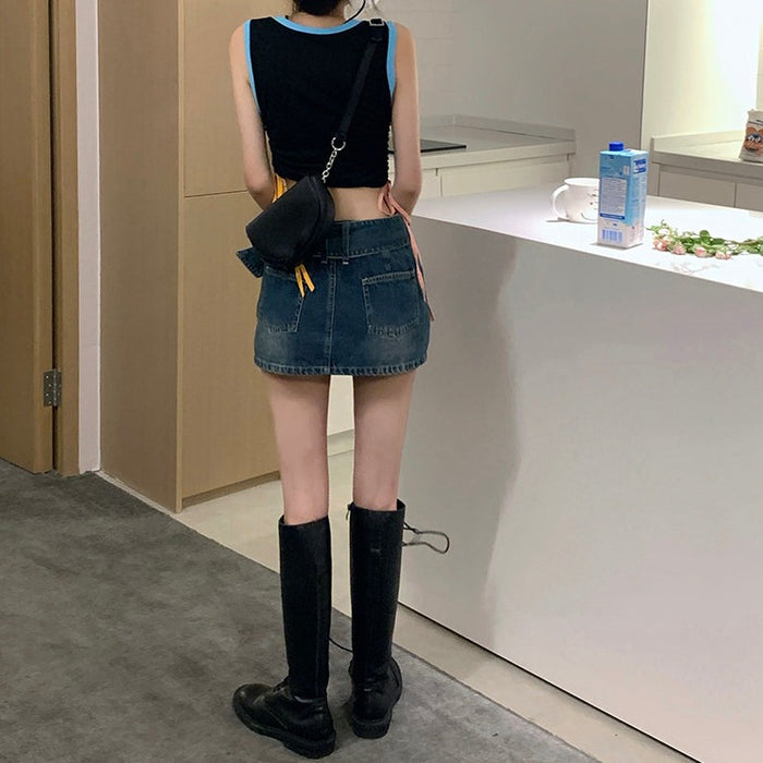 インナー付きデニムミニスカート – ByU