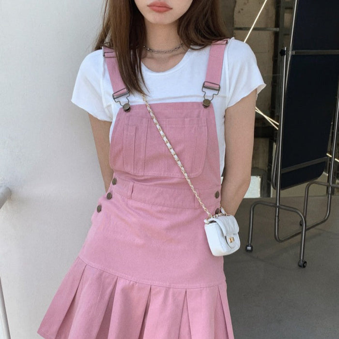 ピンクデニムオーバーオールスカート – ByU