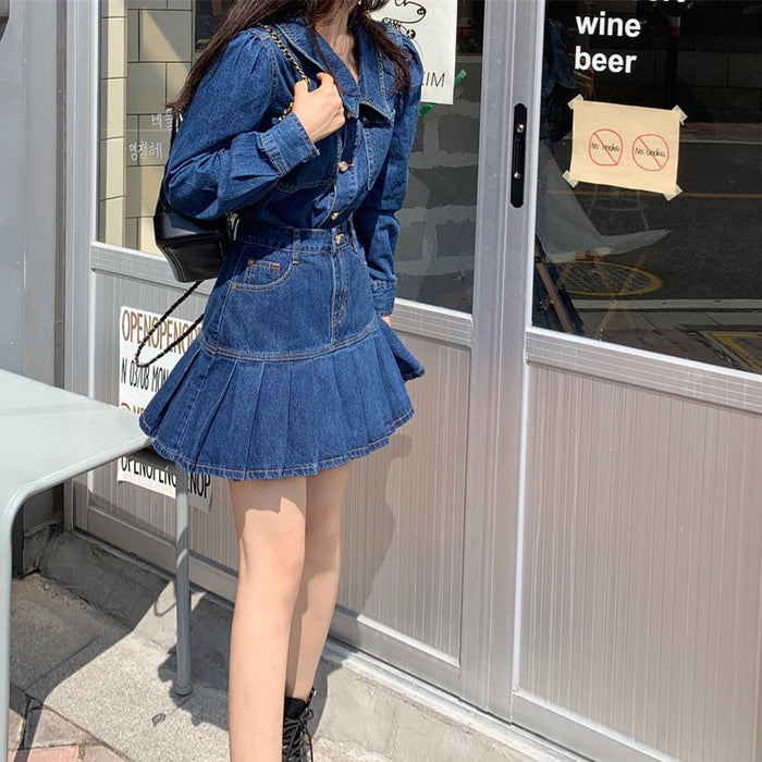 美品 希少 OLLEBOREBLA デニム風 変形型 セットアップ ネイビー 美品 希少 OLLEBOREBLA デニム風 変形型 セットアップ ネイビー