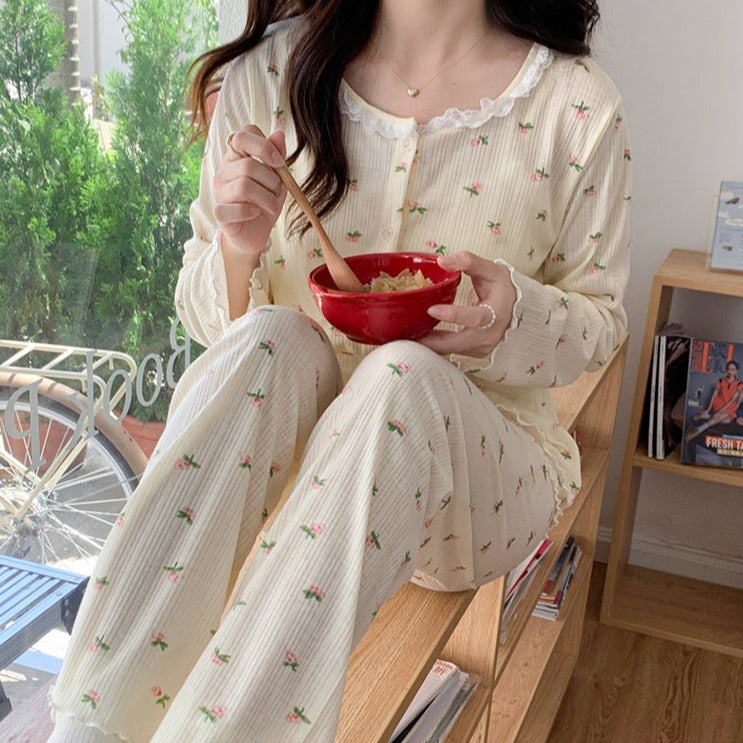 小花柄ルームウェアセット 小花柄パジャマ3点セット/floral pattern pajamas 3piece set